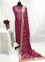 Shimmer Silk Pink Wedding Wear Zari Work Dress Material